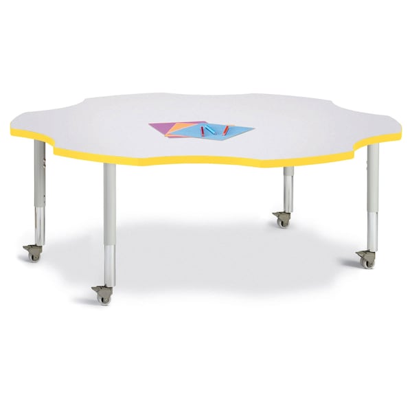 Berries Six Leaf Activity Table, 60 in., Mobile, Freckled Gray/Yellow/Gray